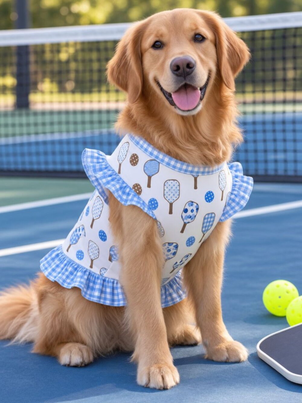 GRIFFY & DRAKE Pickleball Pals Pet Dog Ruffle Shirt XL NWT